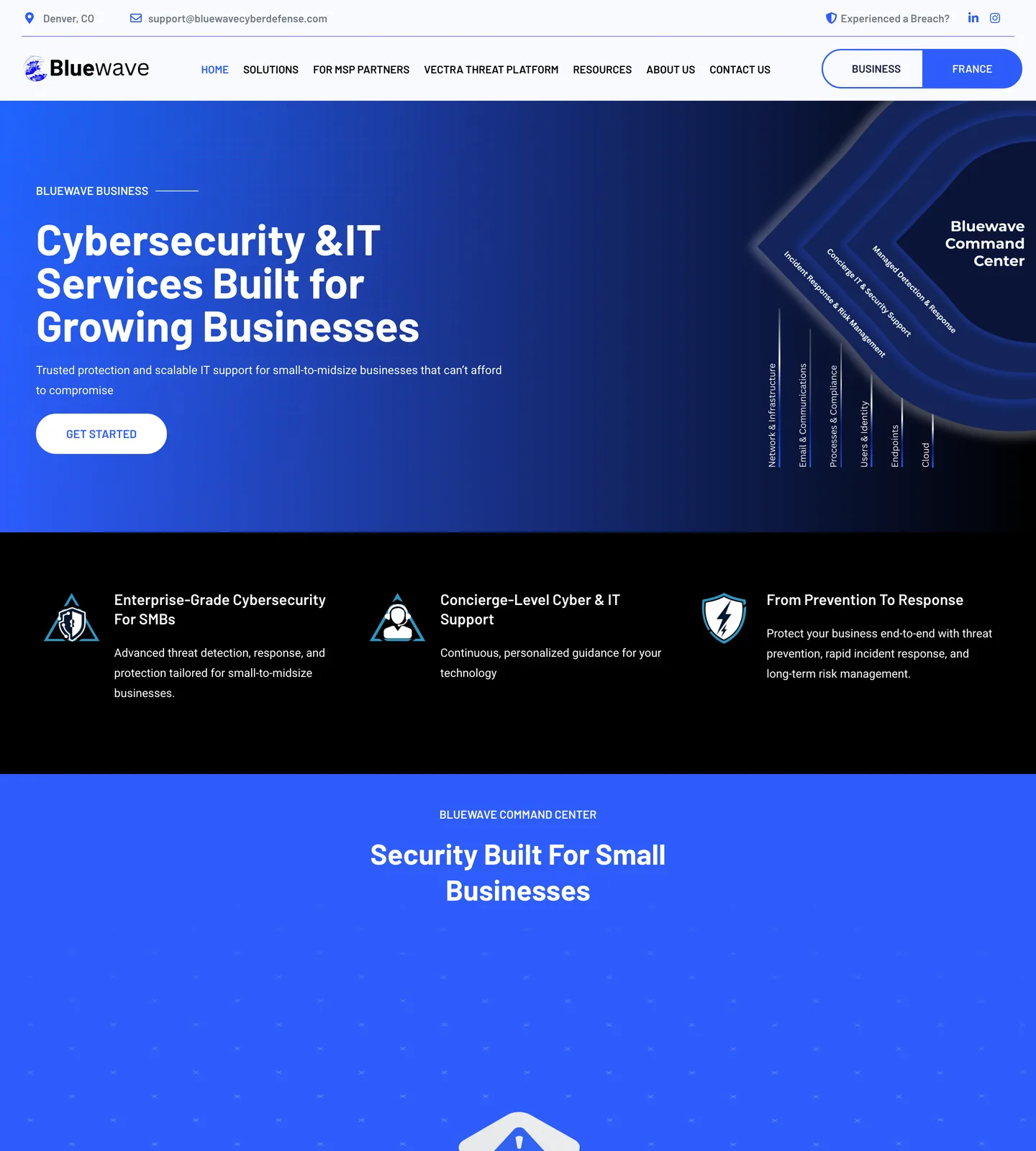Bluewave Cyber Defense, first screen