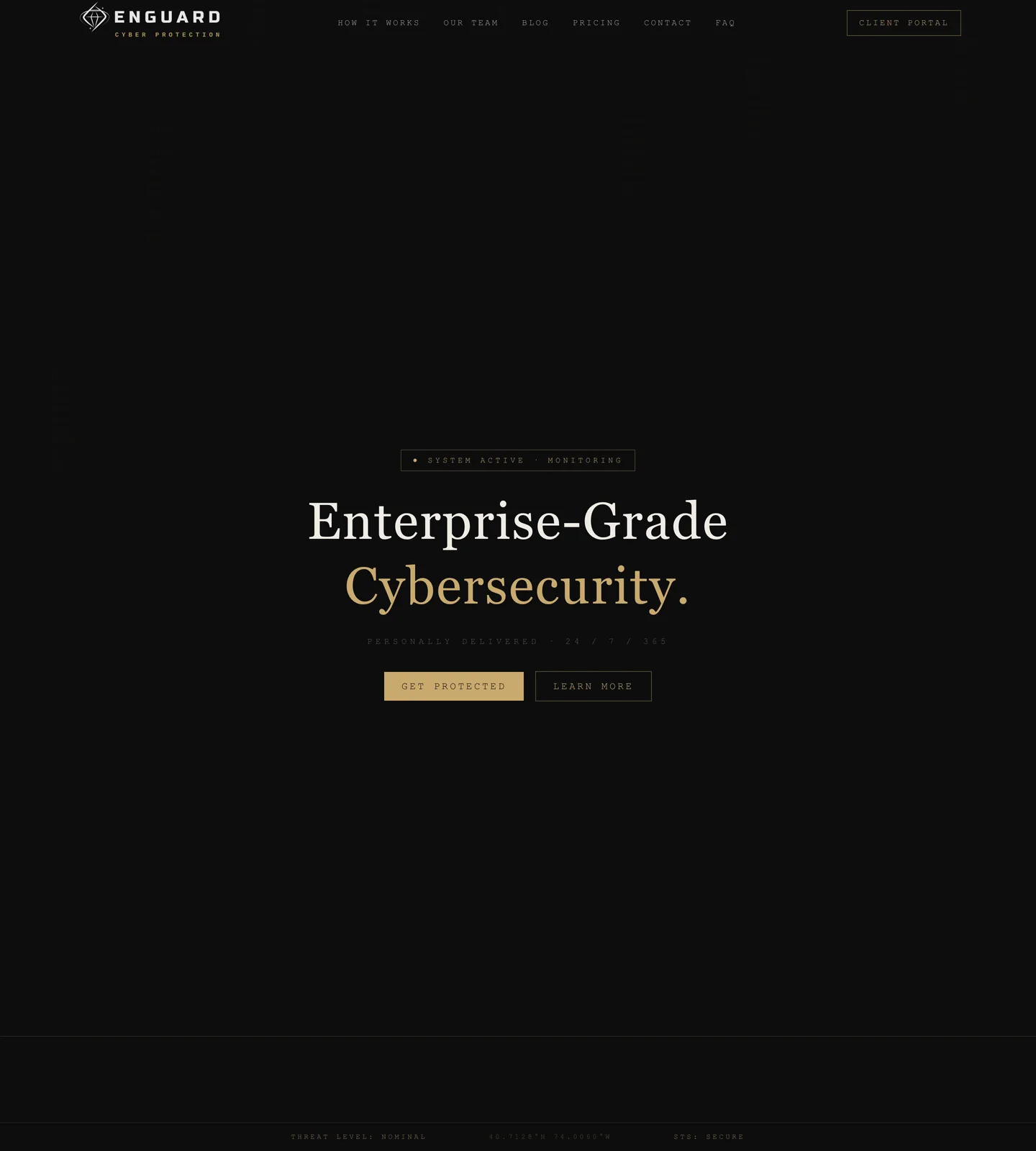 Enguard Cyber Protection, first screen