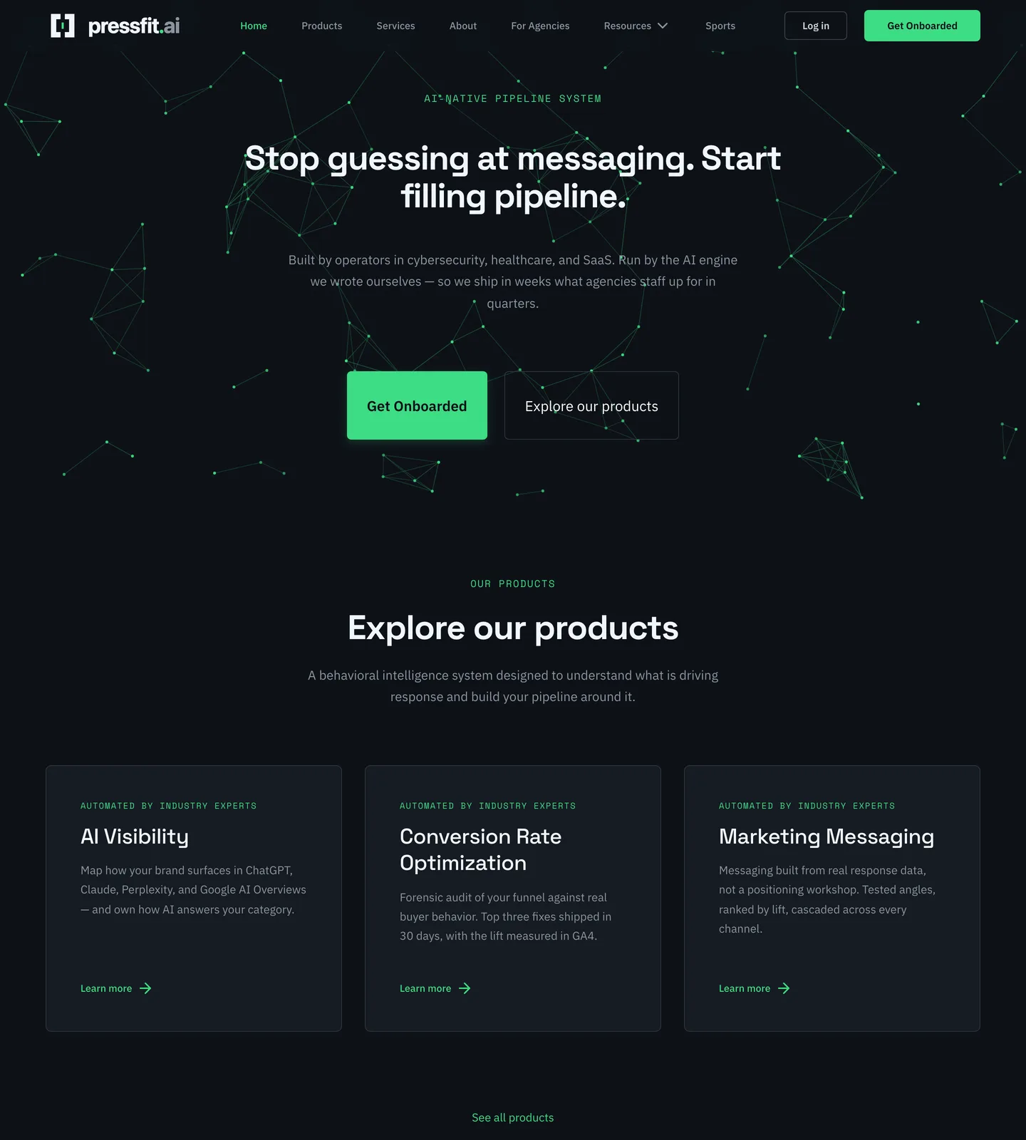 Pressfit.ai, first screen